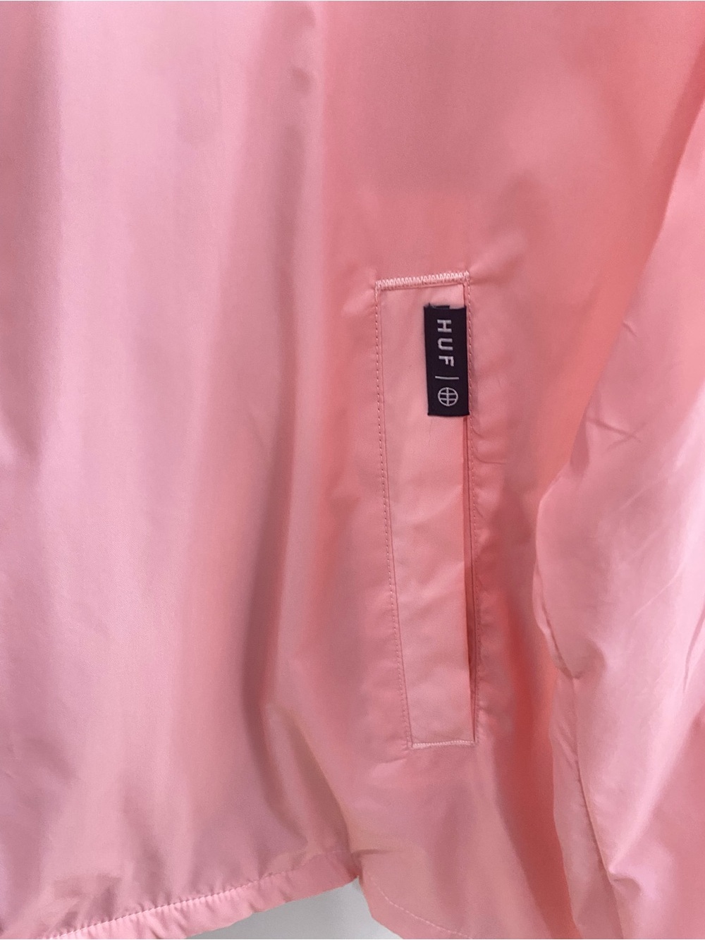 HUF Jacket Men 2XL Pink Nylon Snap Button Waterproof Lightweight Windbreaker - Picture 9 of 10
